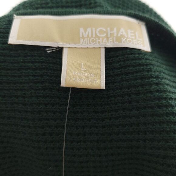 Michael Kors Solid Dark Emerald Green Long Sleeve Knit Shirt Size Large - Picture 8 of 9